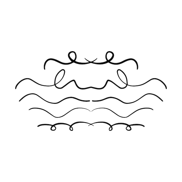 Icono del divisor rizado dibujado a mano Ilustración vectorial elemento de diseño de swish swash swoosh subrayado remolino arrulla línea de trazo