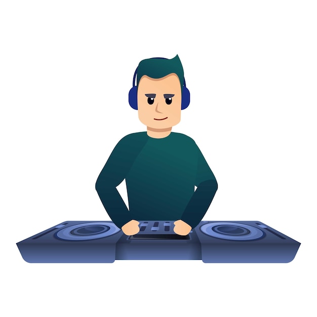 Icono de dj serio Caricatura de icono de vector de dj serio para diseño web aislado sobre fondo blanco