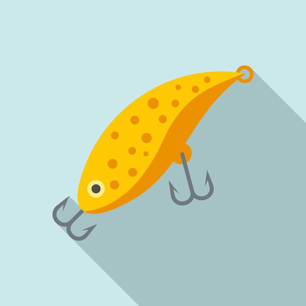 Icono de doble gancho de cebo de pescado Ilustración plana de icono de vector de doble gancho de cebo de pescado para diseño web