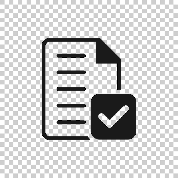 Icono de documento aceptado en estilo plano Ilustración de vector correcto sobre fondo blanco aislado Compruebe el concepto de negocio de mensaje