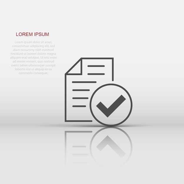 Icono de documento aprobado en estilo plano Autorizar ilustración vectorial sobre fondo blanco aislado Concepto de negocio de marca de verificación de acuerdo