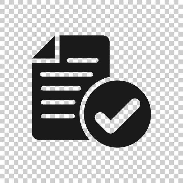Icono de documento aprobado en estilo plano Autorizar ilustración vectorial sobre fondo blanco aislado Concepto de negocio de marca de verificación de acuerdo