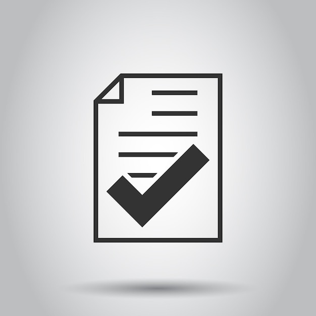Icono de documento aprobado en estilo plano Autorizar ilustración vectorial sobre fondo blanco aislado Concepto de negocio de marca de verificación de acuerdo