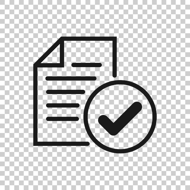 Icono de documento aprobado en estilo plano Autorizar ilustración vectorial sobre fondo blanco aislado Concepto de negocio de marca de verificación de acuerdo