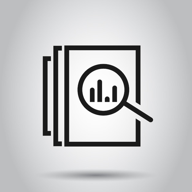 Icono del documento de auditoría en estilo plano Ilustración vectorial del informe de resultados en un fondo aislado Concepto comercial de control de verificación