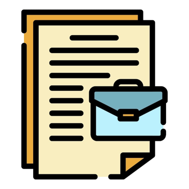 Icono de documento de caso Contorno caso documento vector icono color plano aislado