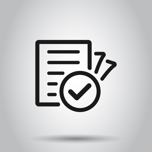 Icono del documento de cumplimiento en estilo transparente Ilustración del vector de proceso aprobado en un fondo aislado Concepto comercial de marca de verificación
