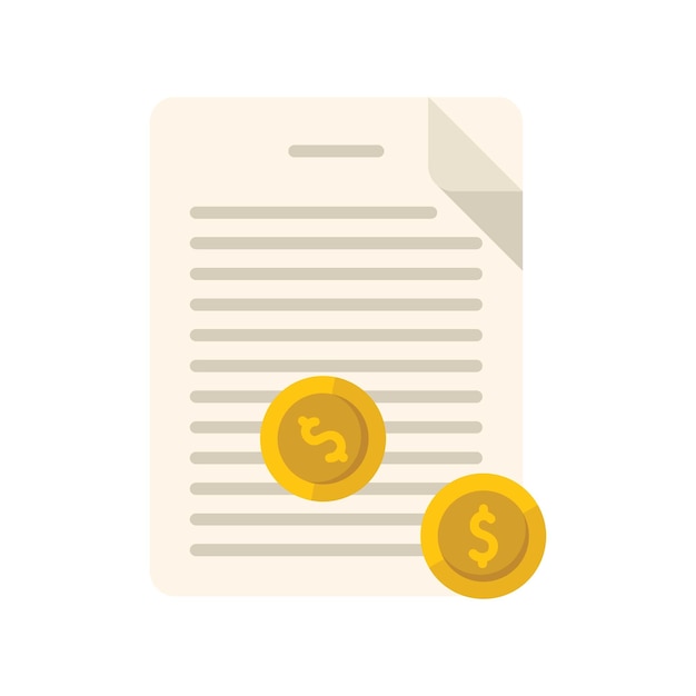 Icono de documento de dinero vector plano Finanzas bancarias Servicio de negocios aislado