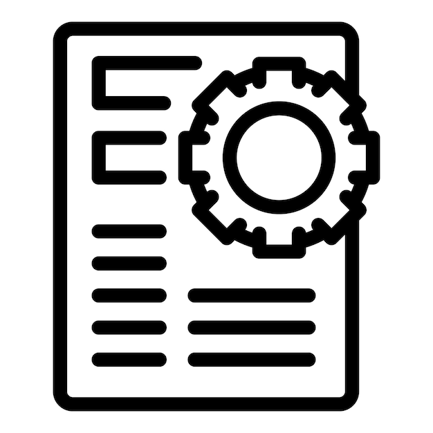 Icono de un documento con un engranaje que muestra la gestión del proyecto