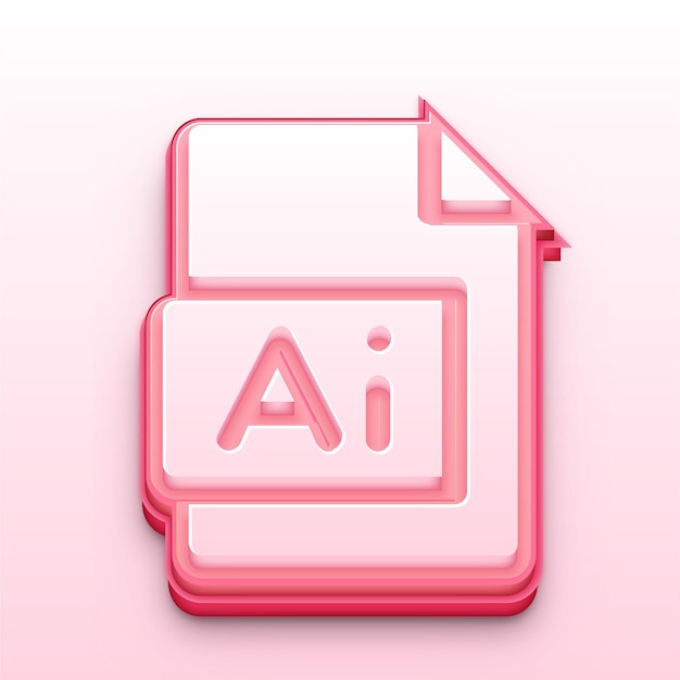 Icono de documento de IA 3D para inteligencia artificial y documentación digital