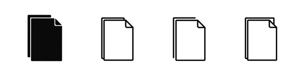 Icono de documento Icono de papel Archivo de papel Página y hoja Copia del conjunto de símbolos Página en diseño vectorial plano