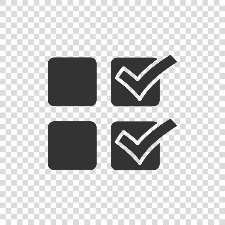 Vector icono de documento de lista de verificación en estilo plano ilustración de vector de encuesta sobre fondo blanco aislado concepto de negocio de elección de marca de verificación