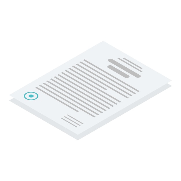 Icono de documento en papel de la empresa Isométrico del icono de vector de documento en papel de la empresa para diseño web aislado sobre fondo blanco