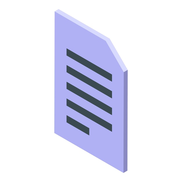 Icono de documento de papel de oficina isométrico que representa la burocracia y los negocios
