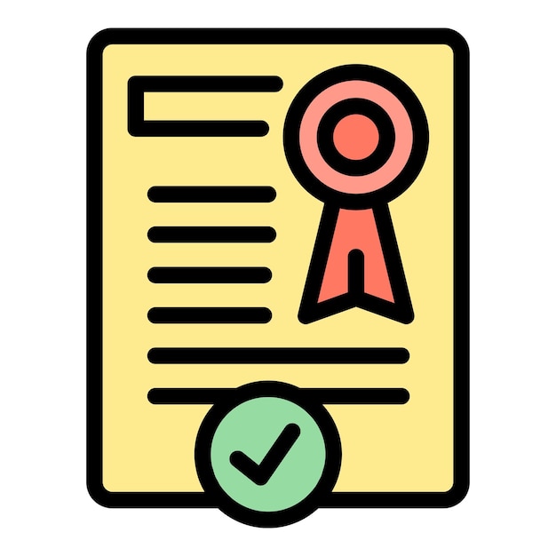 Icono de documento de patente vector de contorno marca de justicia propiedad legal color plano