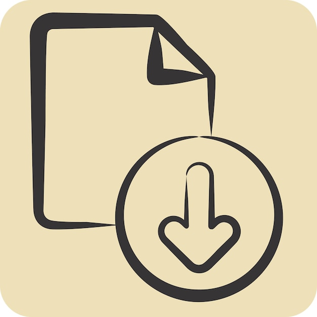 Icono Documento relacionado con el botón Descargar símbolo estilo dibujado a mano ilustración de diseño simple