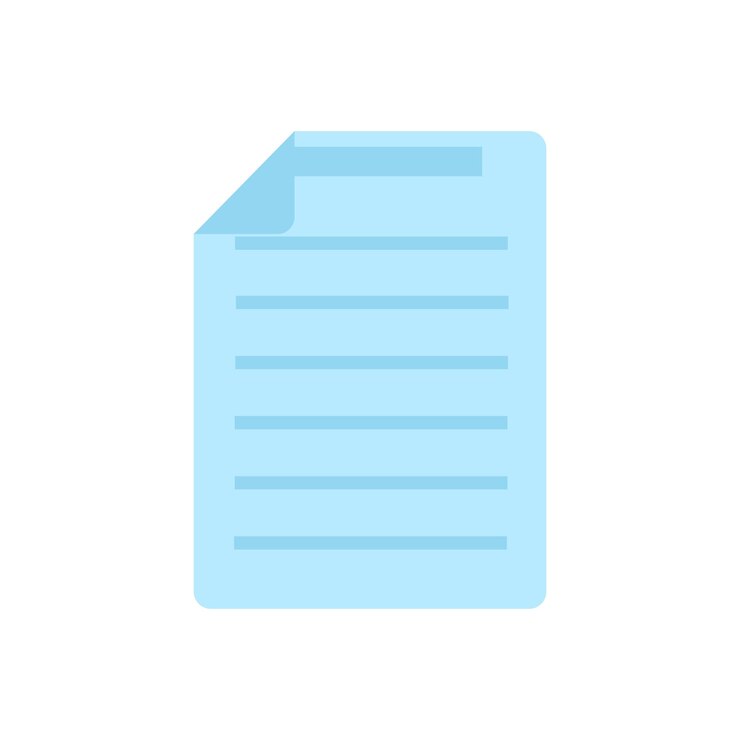 Icono de documento. Símbolo azul sobre fondo blanco. Ilustración de vector de estilo plano aislado sobre fondo blanco
