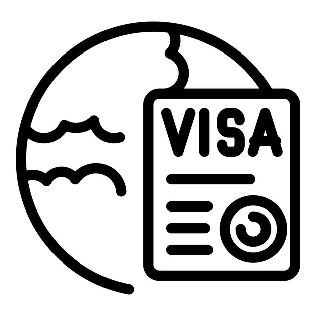 Ícono de documento de visado y línea de globo