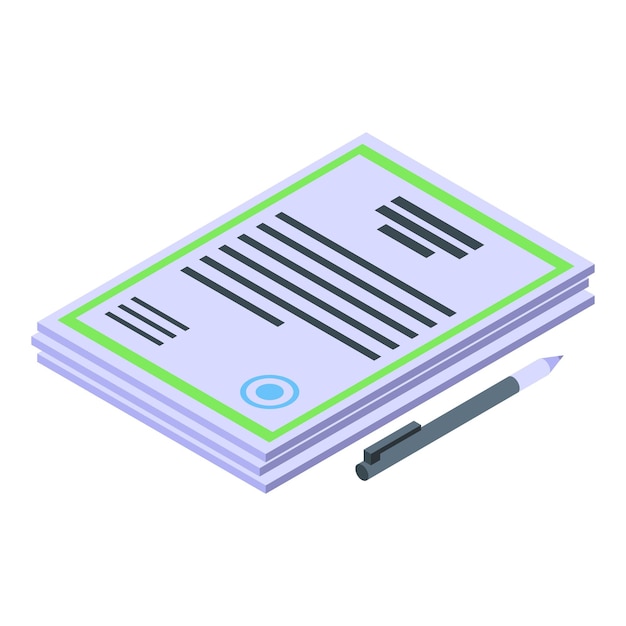 Icono de documentos de compra de automóviles Isométrico de icono de vector de documentos de compra de automóviles para diseño web aislado sobre fondo blanco