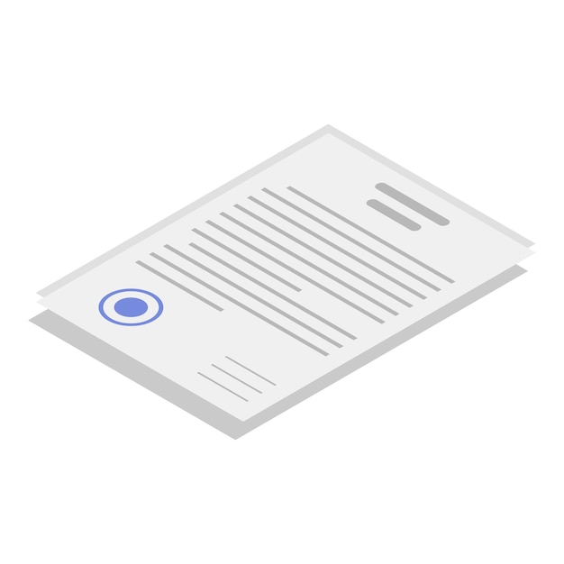 Icono de documentos de documento Isométrico de icono de vector de documentos de documento para diseño web aislado sobre fondo blanco