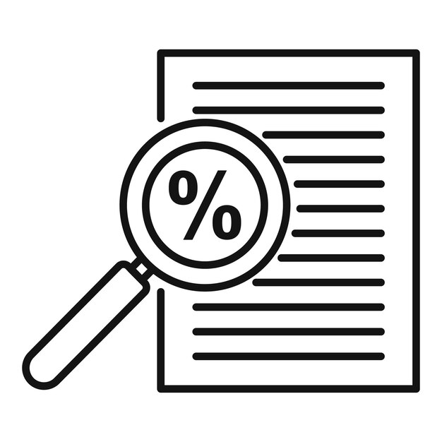 Icono de documentos de impuestos porcentuales Icono de vector de documentos de impuestos porcentuales de contorno para diseño web aislado sobre fondo blanco