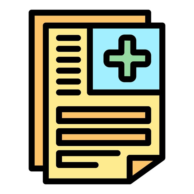 Icono de documentos médicos Contorno Icono de vector de documentos médicos para diseño web aislado en color plano de fondo blanco
