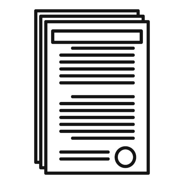 Icono de documentos notariales Icono de vector de documentos notariales de esquema para diseño web aislado en fondo blanco