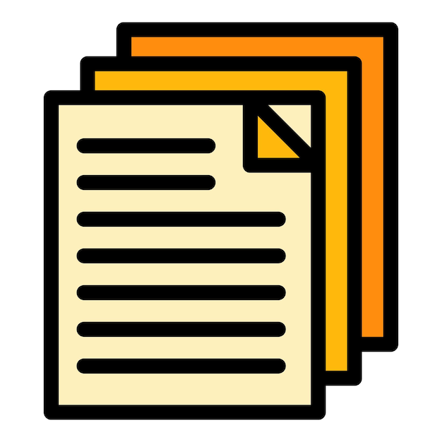 Icono de documentos de oficina Contorno de documentos de oficina vector icono color plano aislado