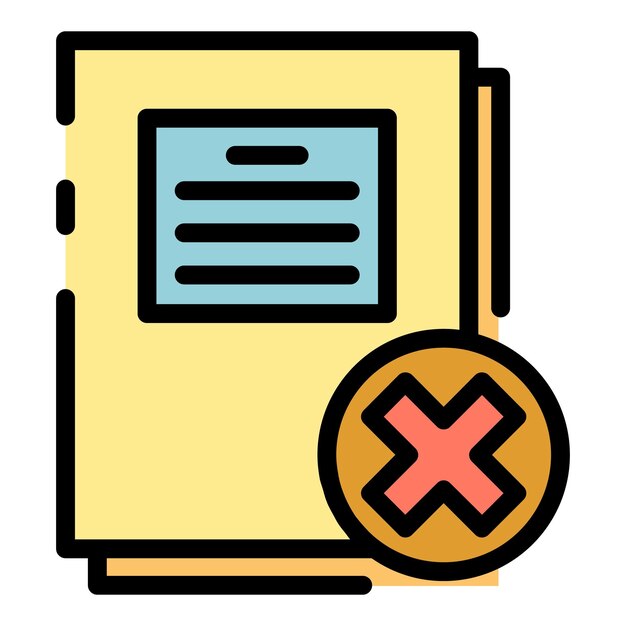 El icono de los documentos de quiebra El contorno de los papeles de quebrantamiento El icono vectorial del color es plano y aislado