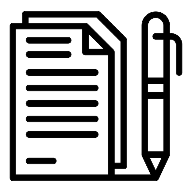 Icono de documentos de signo Icono de vector de documentos de signo de esquema para diseño web aislado sobre fondo blanco