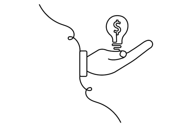 Icono de dólar dibujo continuo de una línea con ilustración vectorial de contorno de signo de dólar