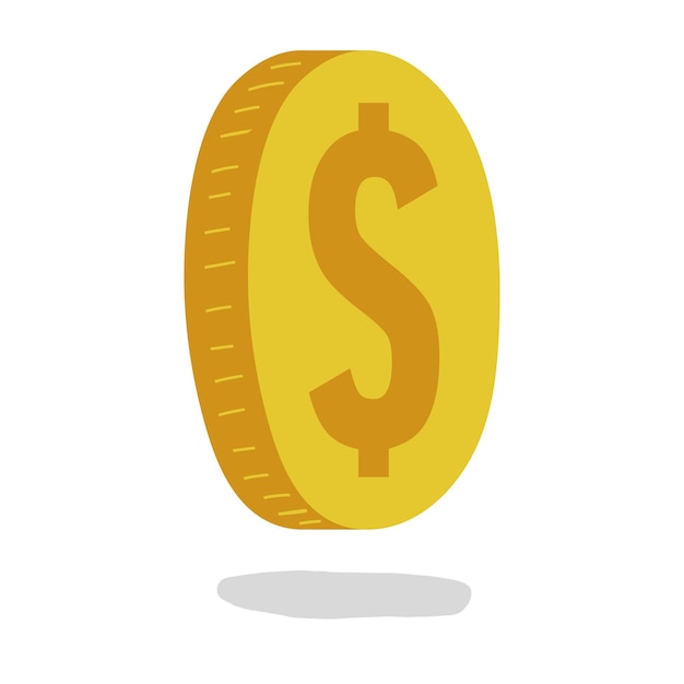 Icono de dólar de garabato de moneda o ilustración de diseño de arte divertido de dibujos animados dorados de dinero dibujado aislado