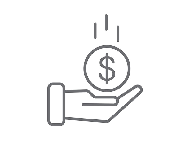 Icono de dólar en la mano Icono de ahorro de dinero Ilustración vectorial