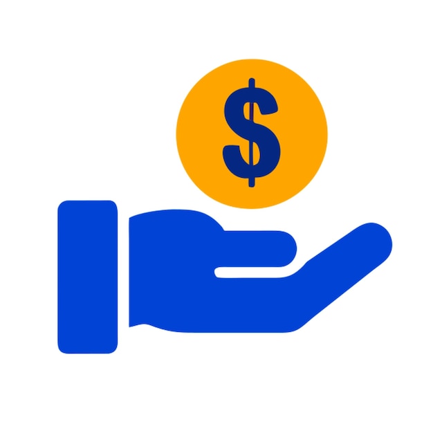 en el icono de dólar en la mano