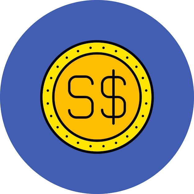 Vector icono del dólar de singapur