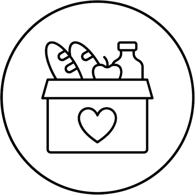 El icono de la donación de alimentos