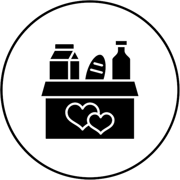 El icono de la donación de alimentos