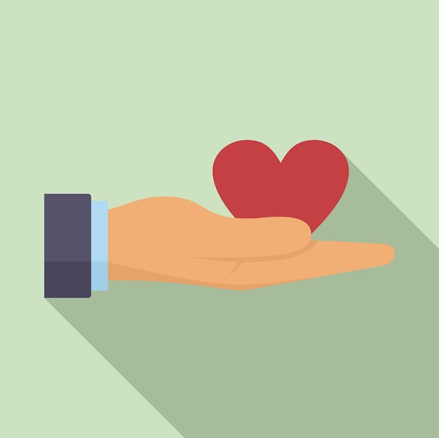 Icono de donación corazón en la mano Ilustración plana de donación corazon en la mano Icono vectorial para diseño web