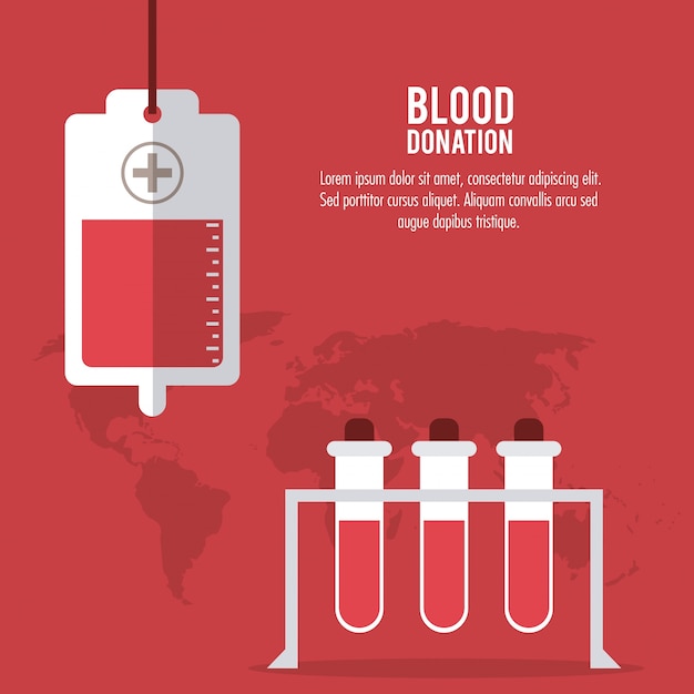Icono de donación de tubo de bolsa de sangre.