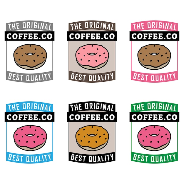 Icono de Donut colorido con conjunto de texto 2