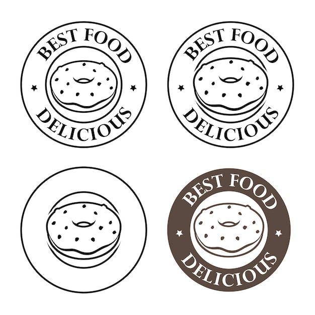 Icono de donut redondo de arte de línea con conjunto de texto 2