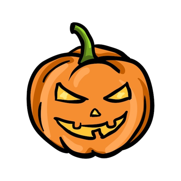 Vector el icono del doodle de la calabaza jackolantern