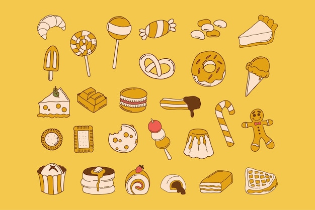 Icono de doodle de comida dulce