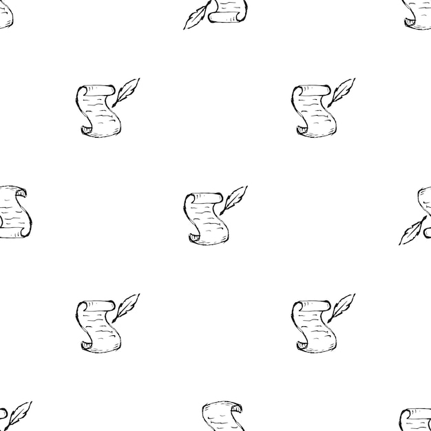 Icono de doodle de desplazamiento Handdrawn de patrones sin fisuras. Boceto negro dibujado a mano. Símbolo de signo. Elemento de decoración. Fondo blanco. Aislado. Diseño plano. Ilustración vectorial.