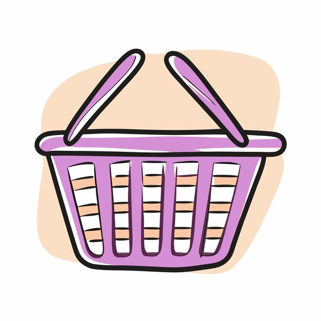 Icono de Doodle dibujado a mano en una canasta de plástico sobre un fondo blanco aislado 11
