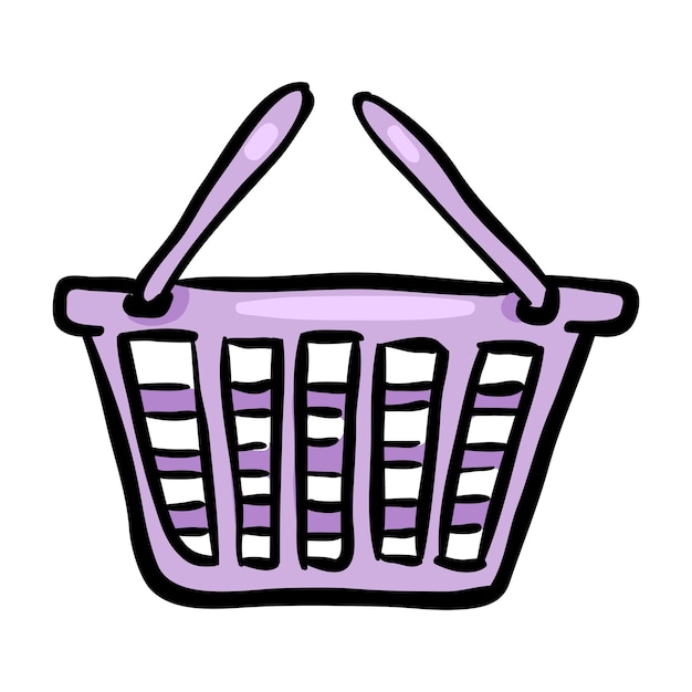 Icono de Doodle dibujado a mano en una canasta de plástico