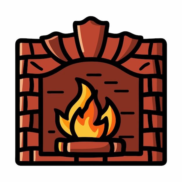 Icono de doodle dibujado a mano de la chimenea sobre un fondo blanco aislado 14