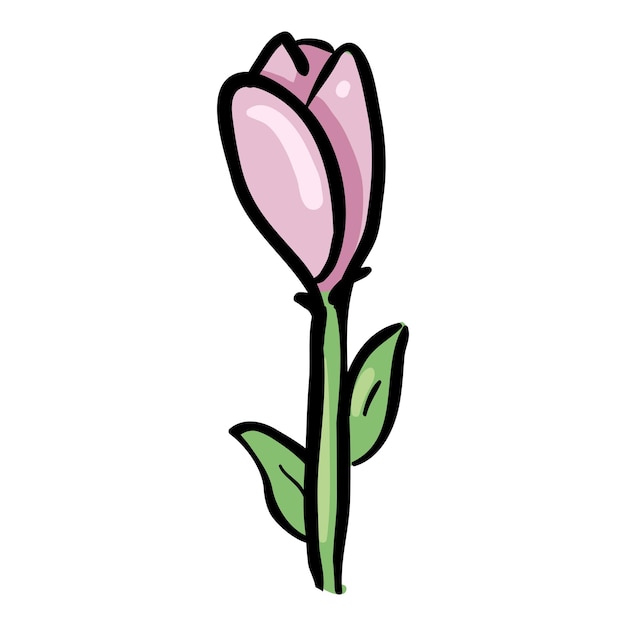 Icono de Doodle dibujado a mano con la flor del tulipán