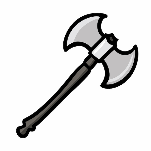 Icono de Doodle dibujado a mano del hacha con fondo blanco aislado 3