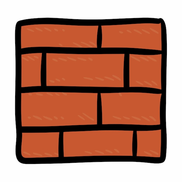 Icono de Doodle dibujado a mano en una pared de ladrillo sobre un fondo blanco aislado 19